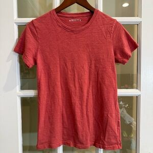 American Giant T-Shirt Womens Short Sleeve Classic Cotton Crew Tee Coral Small